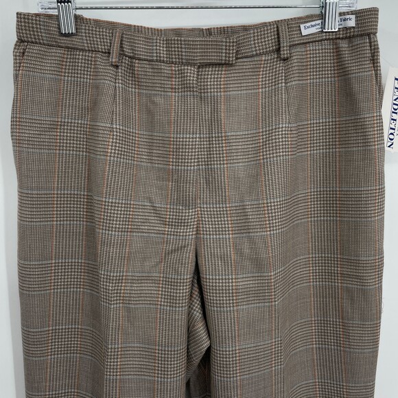NWT PENDLETON Vintage VTG Beige Plaid 100% Virgin Wool Dress Slacks Size 12 - Picture 2 of 7